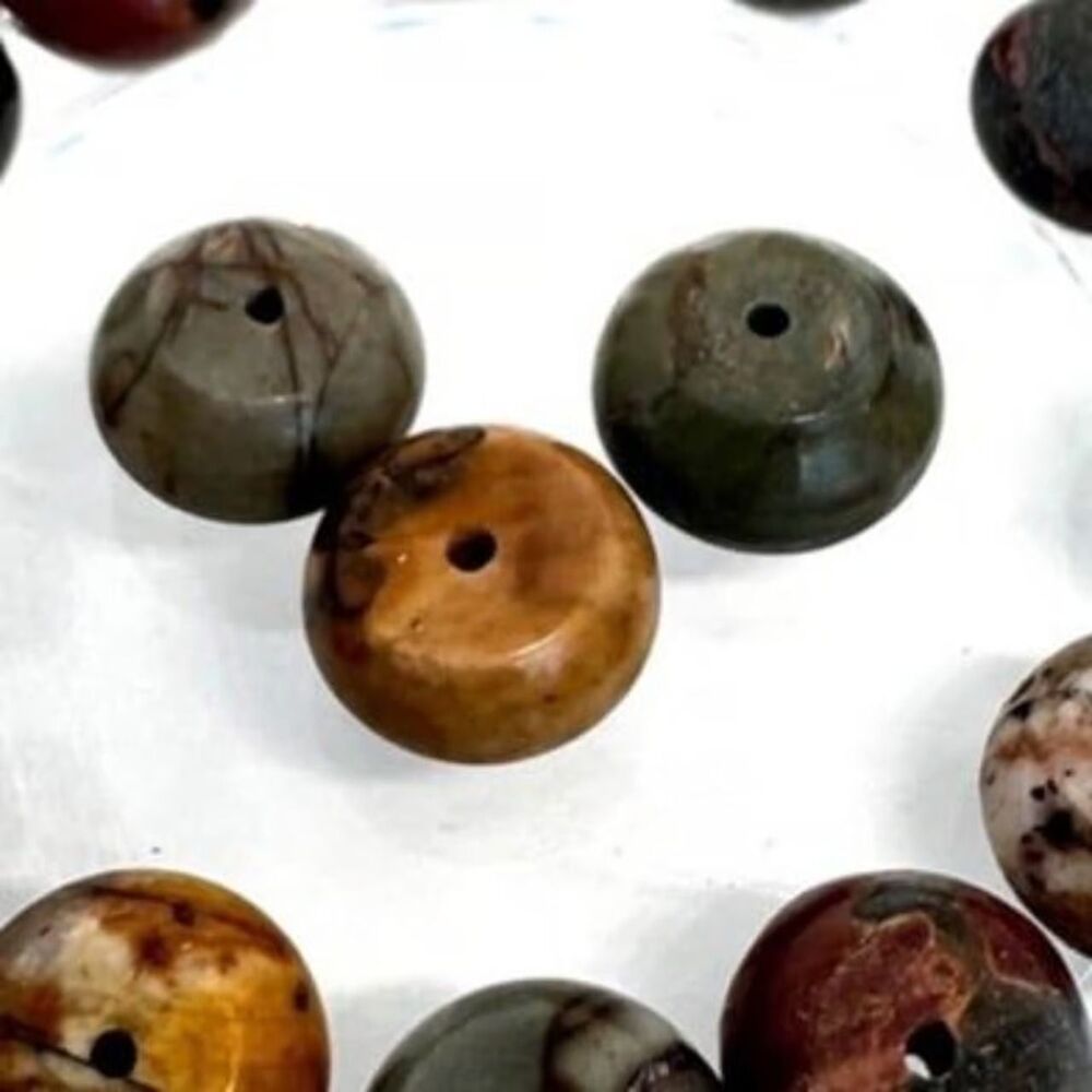 15pcs Beads for Jewelry #21980 Picture Jasper Stone Beads - 4 set left - Picture 2 of 3
